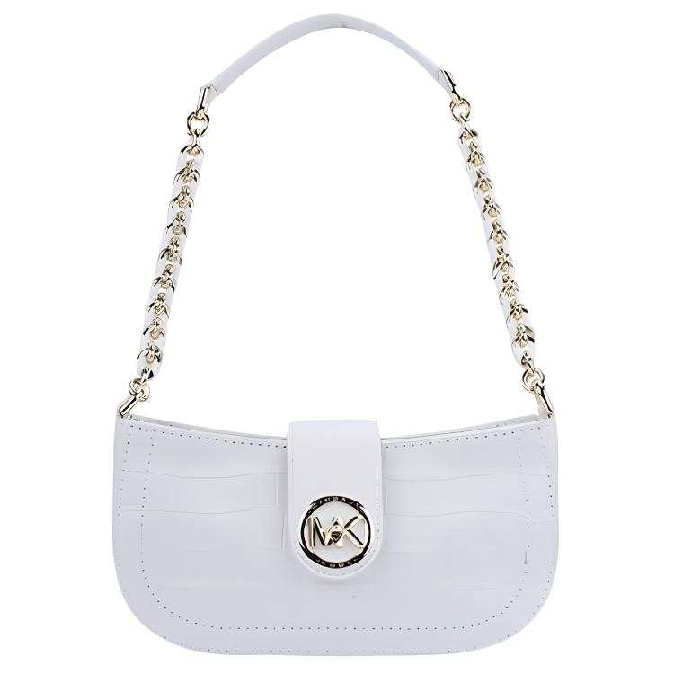 MICHAEL KORS Carmen Cow Leather Shoulder Bag, Chain Bag, Shoulder Bag Women's White