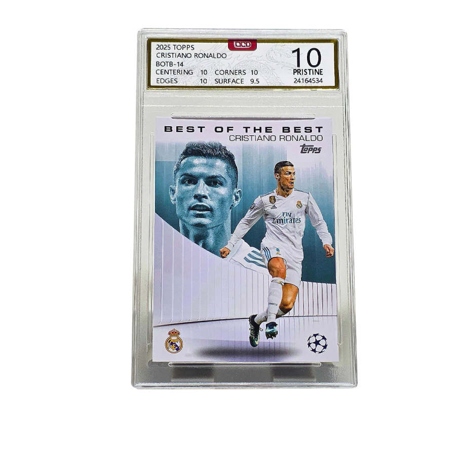 Topps Cristiano Ronaldo Champions First Appearance In Real Madrid, Gold Logo 10 Points, Champion Points Graded Cards