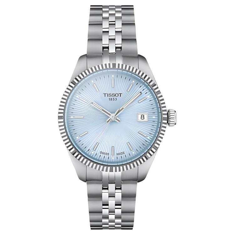 TISSOT Nostalgic Classic Collection Quartz Movement Unisex Watch 34mm Blue Dial Stainless Steel Watchband