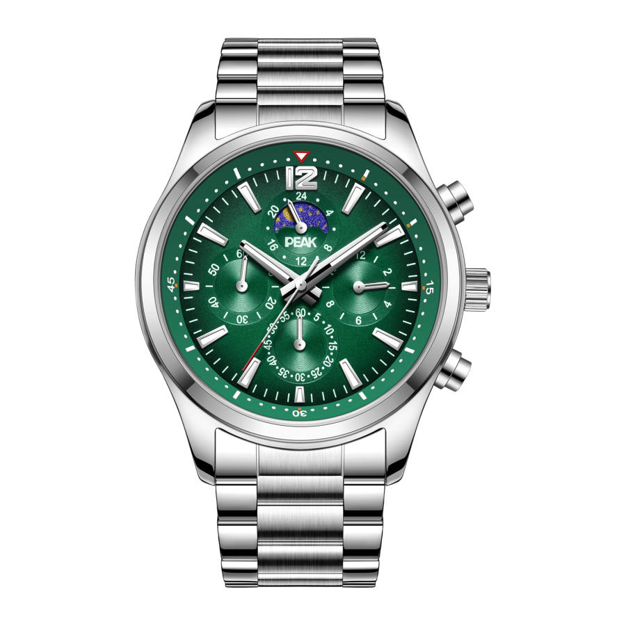 PEAK Fiducial Collection Quartz Movement Stainless Steel Watchband Watch Men's Watches Green Dial