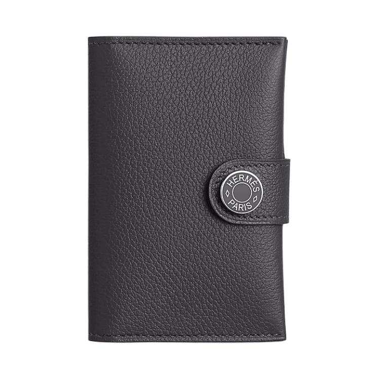 HERMES R.M.S Evercolor Leather Card Holder Women's 85 Ardoise Slate Gray