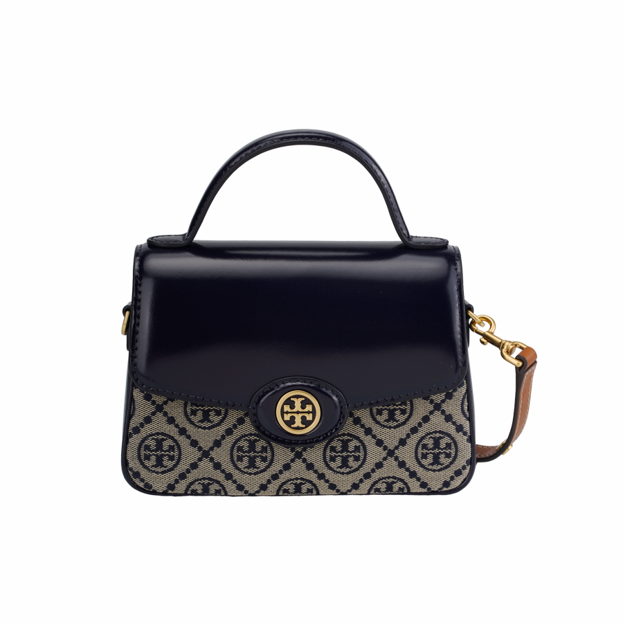TORY BURCH T MonogramRobinson Jacquard With Leather Shoulder Bag, Crossbody Bag, Handbag Small Women's