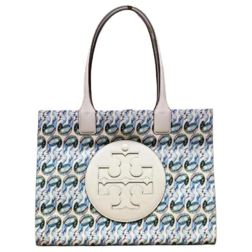 TORY BURCH Ella Fabric Tote Bag, Shopping Bag, Shoulder Bag Small Women's Swan White