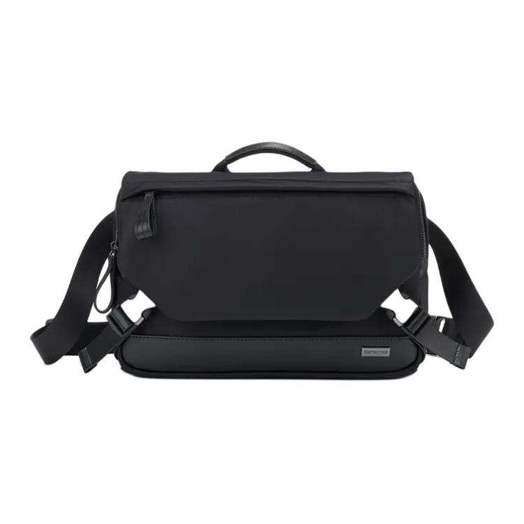 SAMSONITE Fabric With Cow Leather And Synthetic Leather Shoulder Bag, Crossbody Bag, Handbag Men's Black
