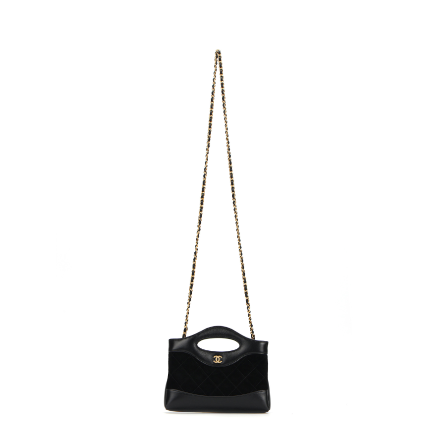 CHANEL Suede Gold Metal Shoulder Bag, Crossbody Bag, Handbag Women's Black