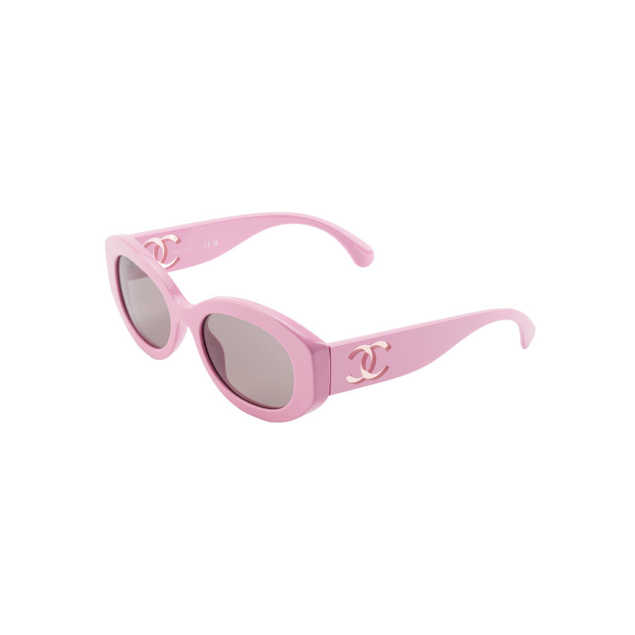 CHANEL Oval Sunglasses Women's Pink