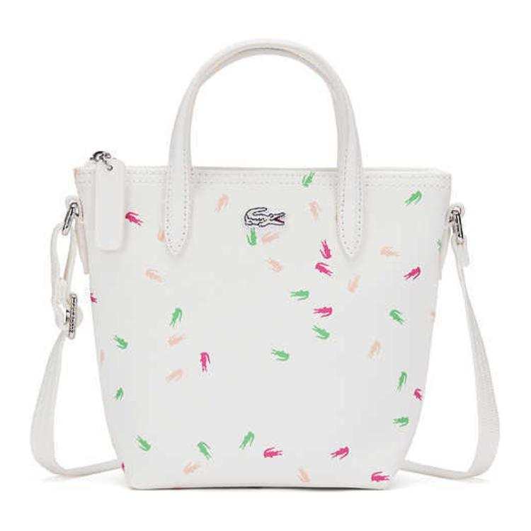 LACOSTE PVC Shoulder Bag, Crossbody Bag, Handbag Small Women's Ecru