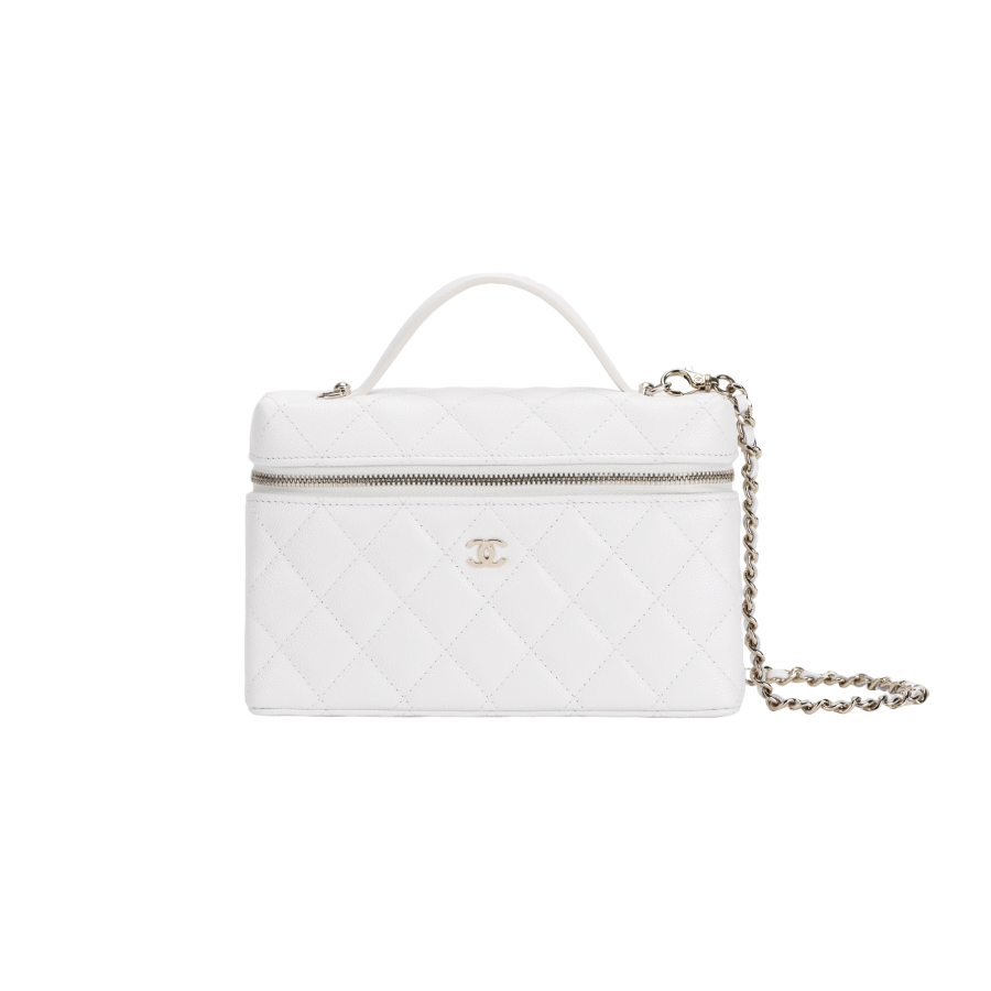 CHANEL Grain Cow Leather Material Gold Metal Shoulder Bag, Crossbody Bag, Handbag Women's White