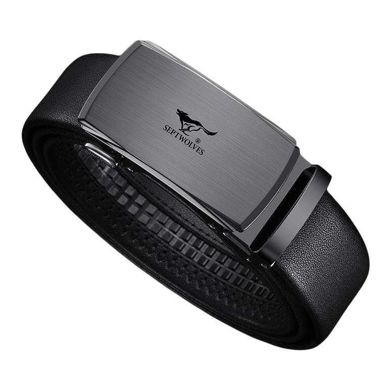 SEPTWOLVES SEPTWOLVES Zinc Alloy Split Cow Leather Belts Men's Width 3.5CM