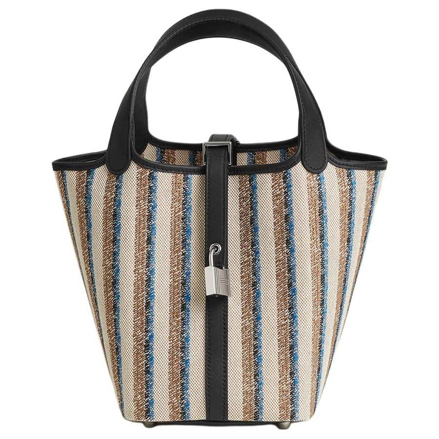 HERMES Picotin Lock Clemence Bullock Leather Basket Bag, Bucket Bag, Handbag 18 Women's Natural & Multicolor