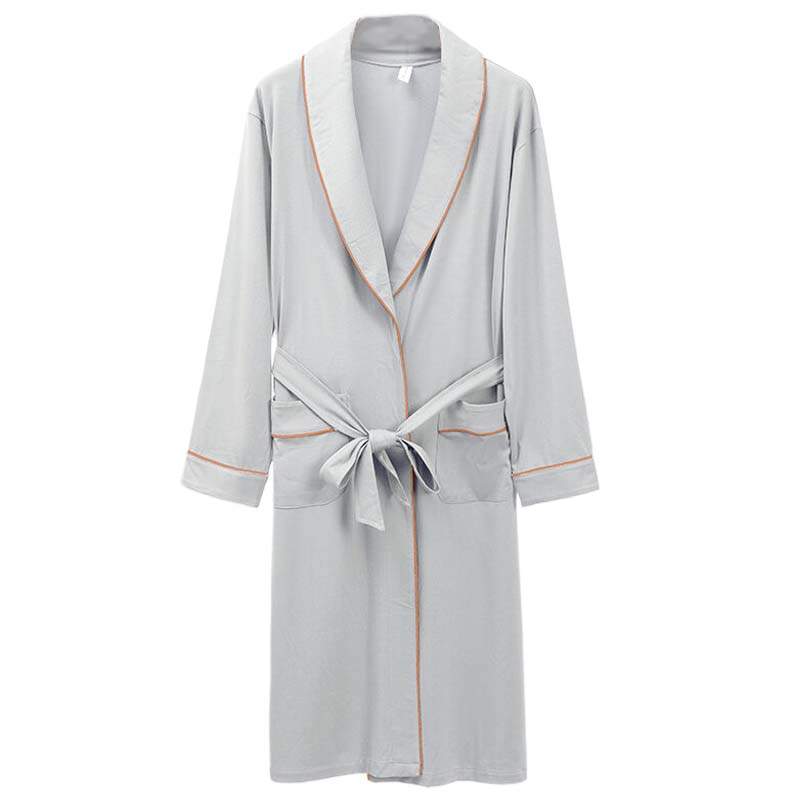 Cotton Gene Cotton Gene Sleep Robe Men's Light Gray