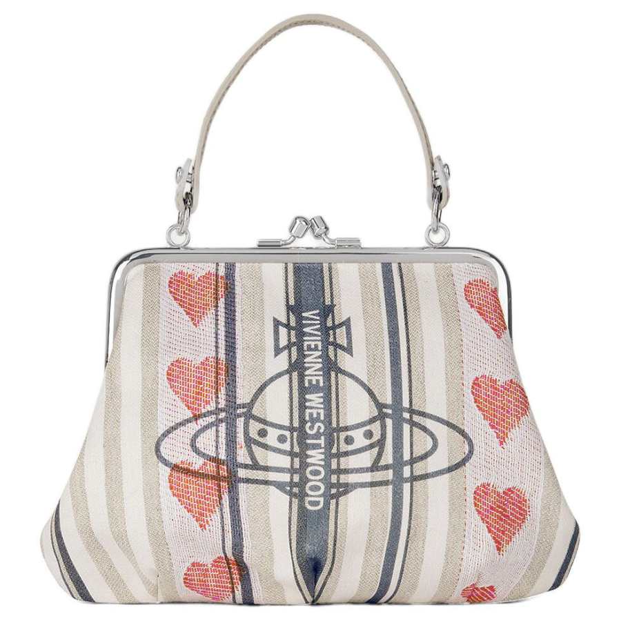 Vivienne Westwood Granny Frame Linen Wallet Handbag Women's Multicolor
