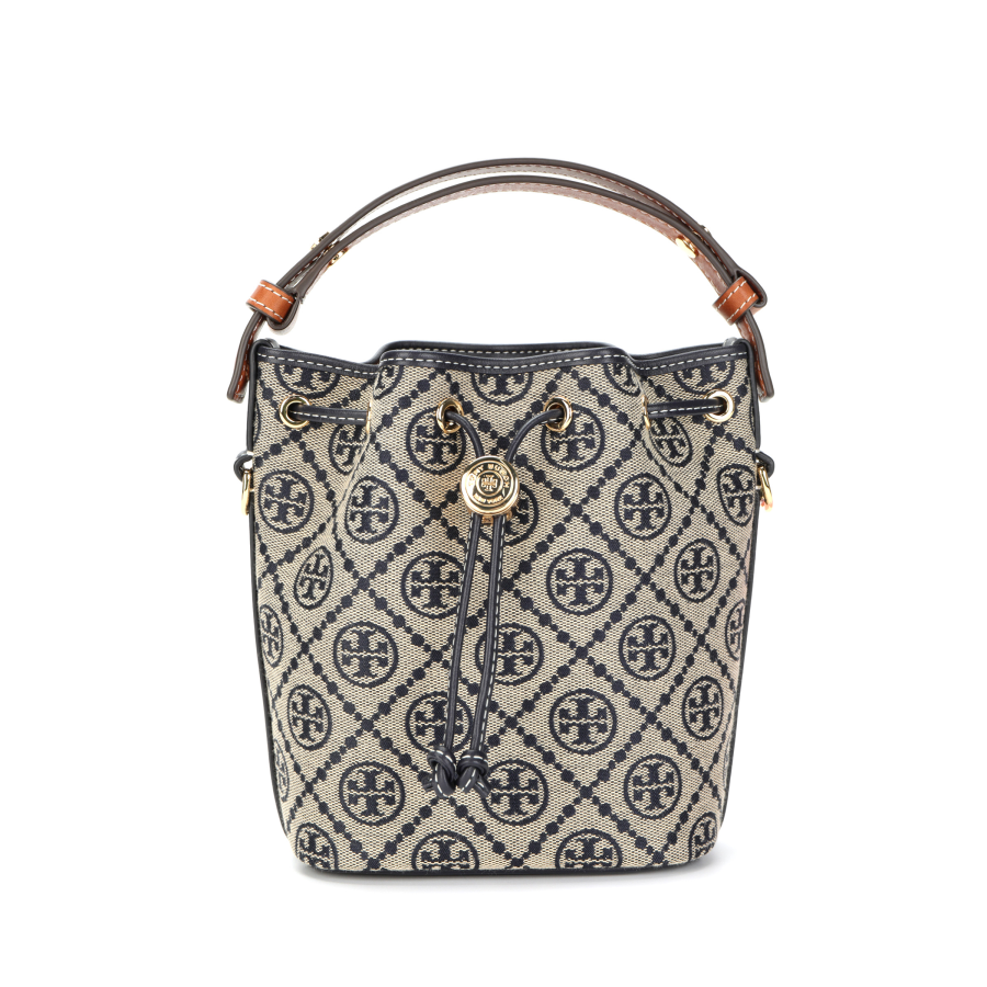 TORY BURCH TORY BURCH T Monogram Mini Bucket Bag Navy