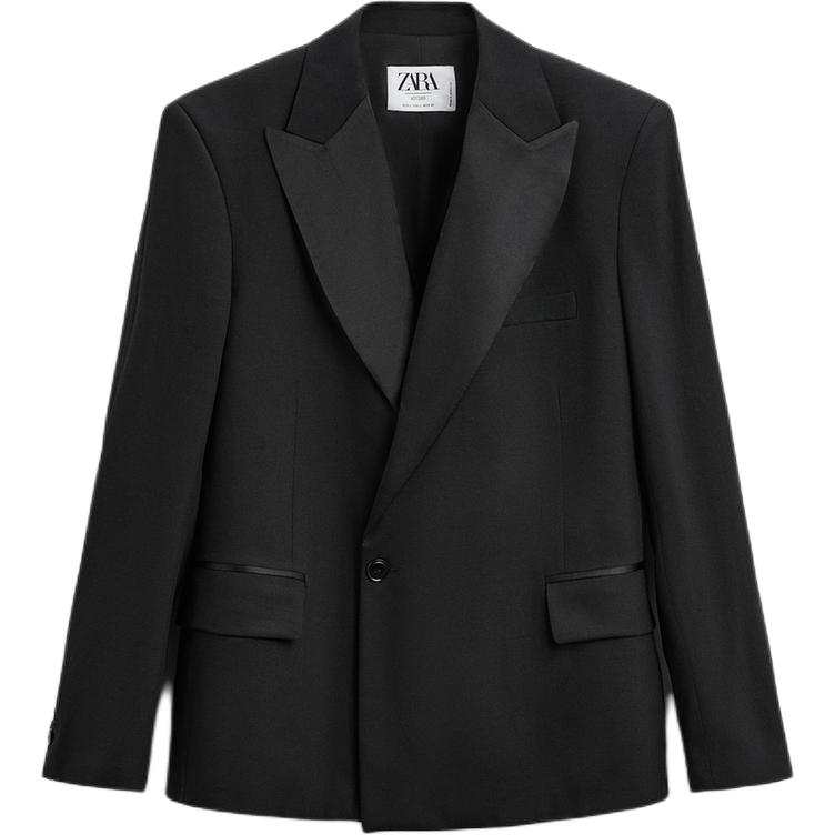 ZARA Business Suits Men's Black Suit Collar Moderate Business Suit