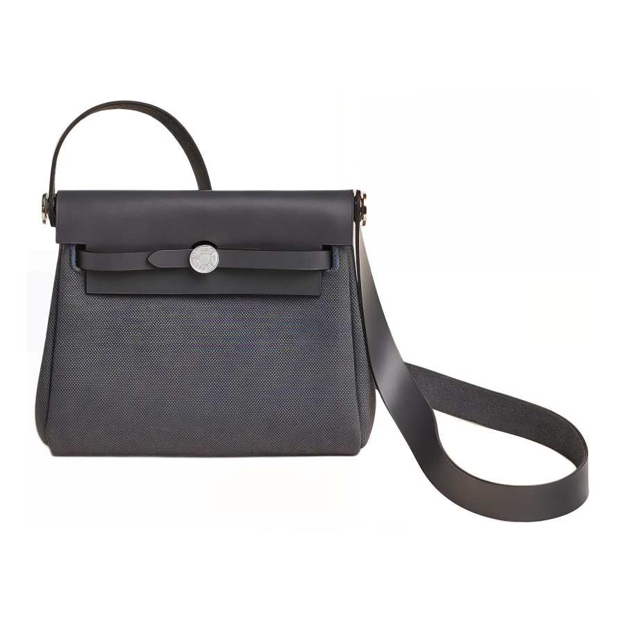 HERMES Canvas With Leather Crossbody Bag, Shoulder Bag Mini Women's Slate Gray
