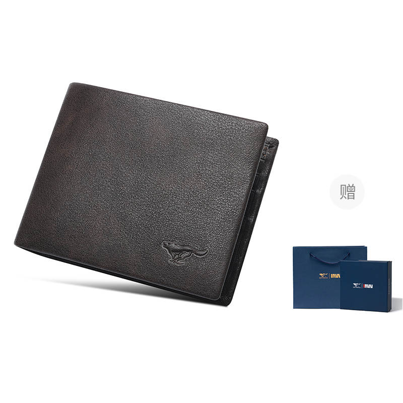 SEPTWOLVES SEPTWOLVES Top Grain Cow Leather Wallet, Wallet Men's Black