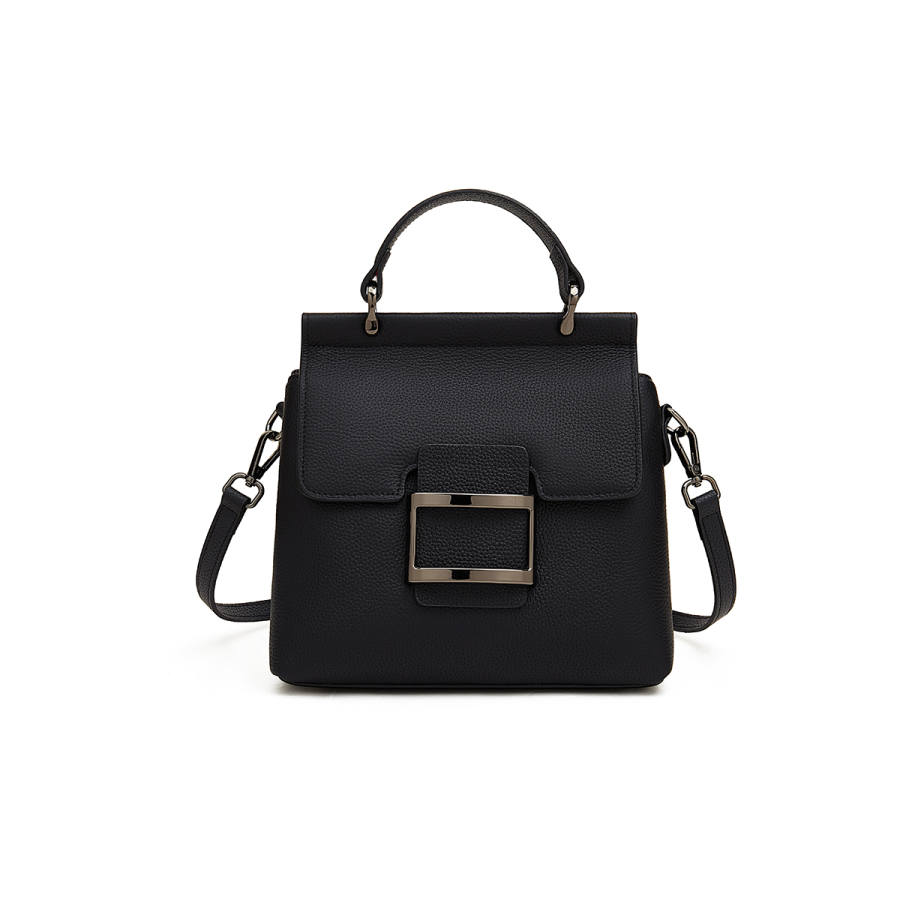 LAORENTOU Top Grain Cow Leather Crossbody Bag Women's Gray/Black