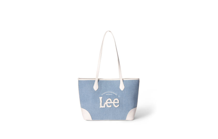 Lee Denim With PU Panel Tote Denim Bag, Shoulder Bag Regular Women's Light Denim Blue