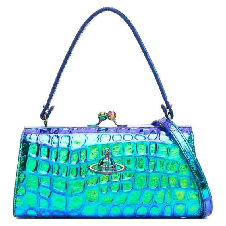 Vivienne Westwood Calfskin One Shoulder Handbag Extra Large Women's Blue Sapphire