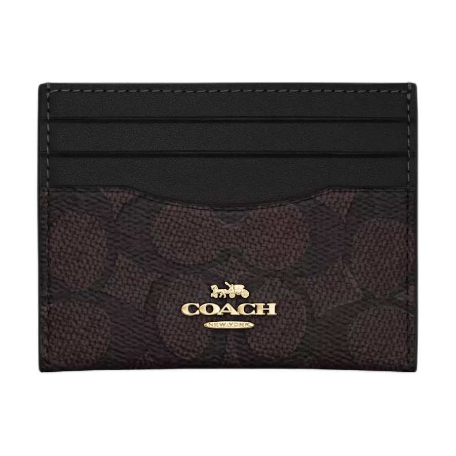 COACH Coated Canvas Card Holder Women's Black