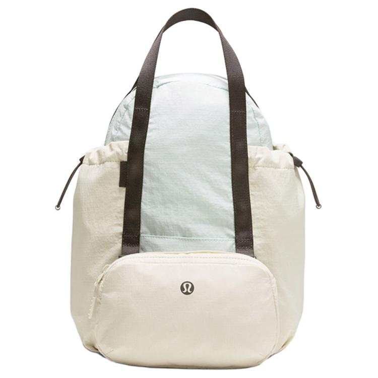 Lululemon Pack And Go Nylon Carry Backpack Women's Breeze Mint Green & Light Ivory White & Graphite Gray