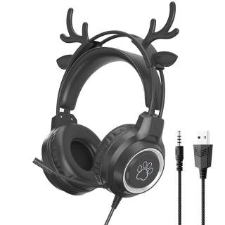 LZL G35 Gaming Headset Microphone, Cute Cat Ear Detachable USB Notebook/Desktop Computer All Head mounted