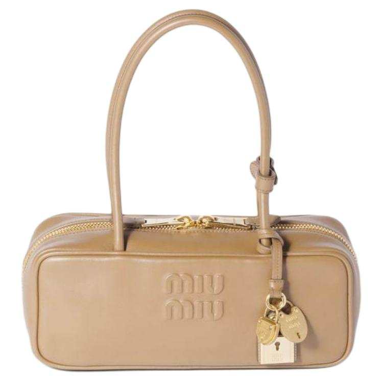 MIU MIU Beau Calfskin Shoulder Bag Women's Sand