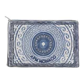 Apm Monaco Canvas Clutch Mini Unisex Blue & White