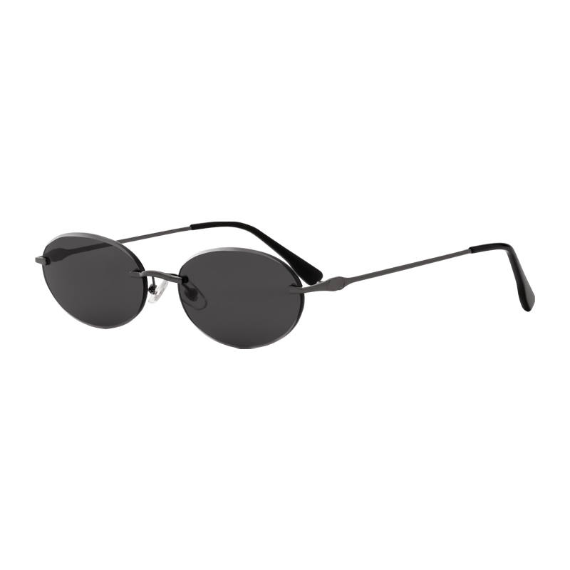 ZIPPO Stainless Steel Oval Sunglasses Unisex Black