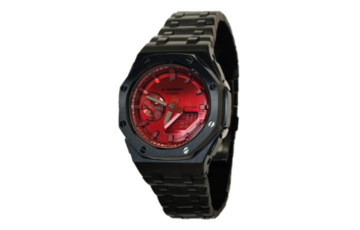 CASIO CASIO Custom Collection Electronic Movement Stainless Steel Strap Watch Men's Watches Red Watch Dial