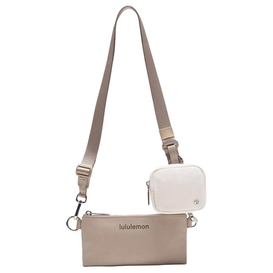 Lululemon Nylon Shoulder Bag, Crossbody Bag Unisex Khaki