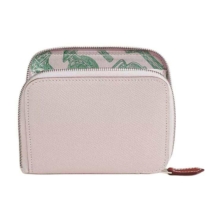 HERMES Silk'In Epsom Leather Card Holder Women's White
