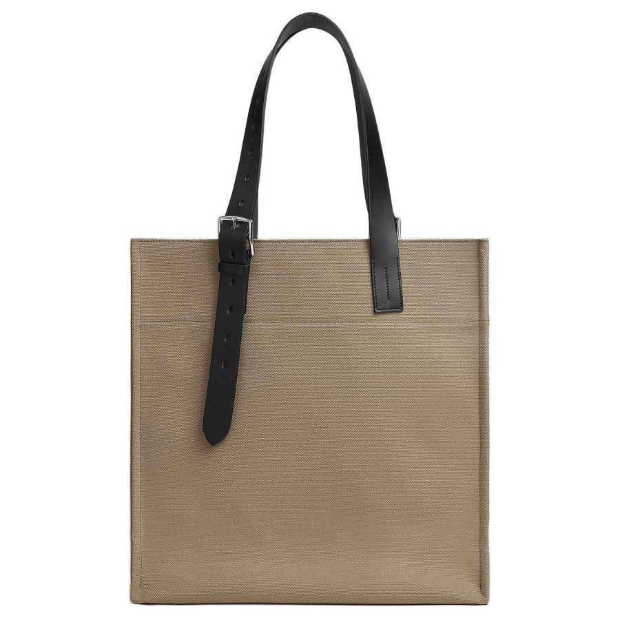 HERMES Etriviere Goeland Canvas With Hunter Cow Leather Handbag, Shoulder Bag Women's Marfa Beige & Black