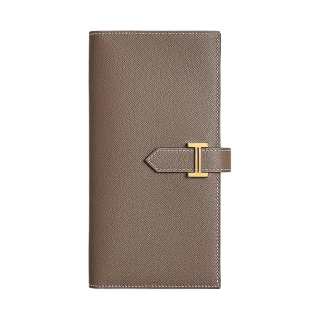 HERMES Bearn Calfskin Wallet Unisex 18 Etoupe Elephant Gray