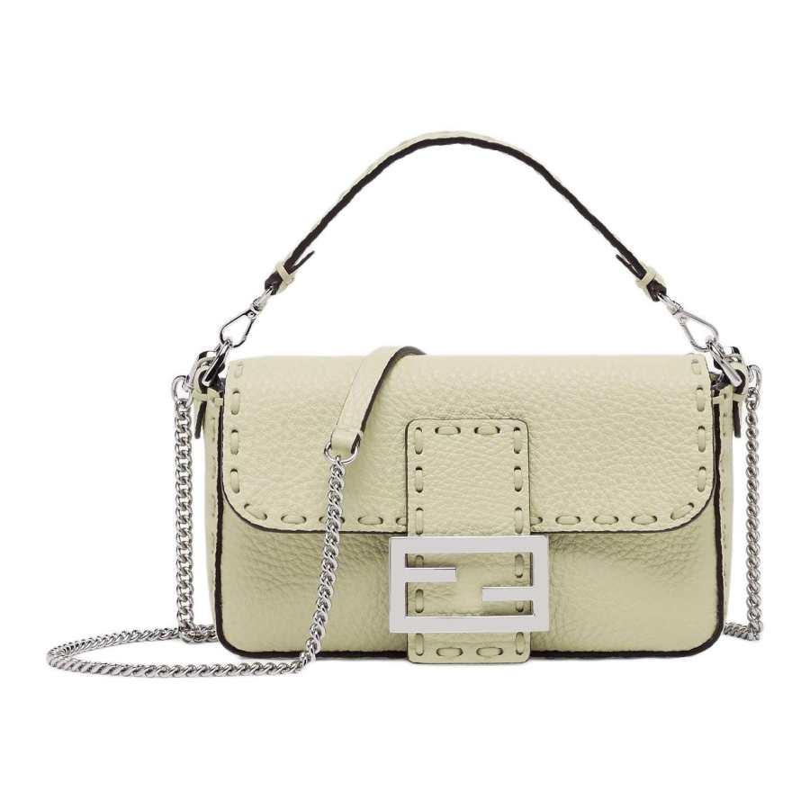 FENDI Baguette Calfskin Shoulder Bag, Crossbody Bag, Handbag Mini Women's Green