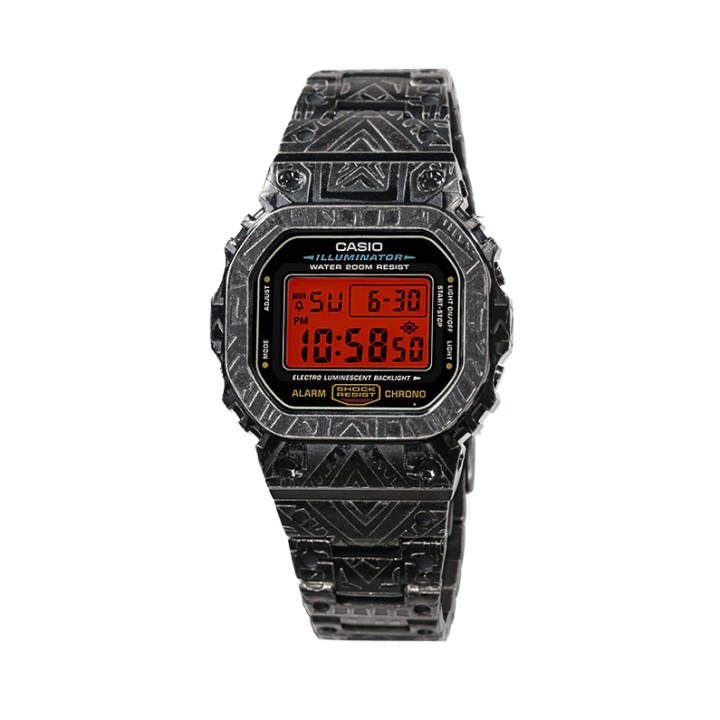 CASIO CASIO Custom Collection Electronic Movement Metal Strap Watch Unisex Red Watch Dial