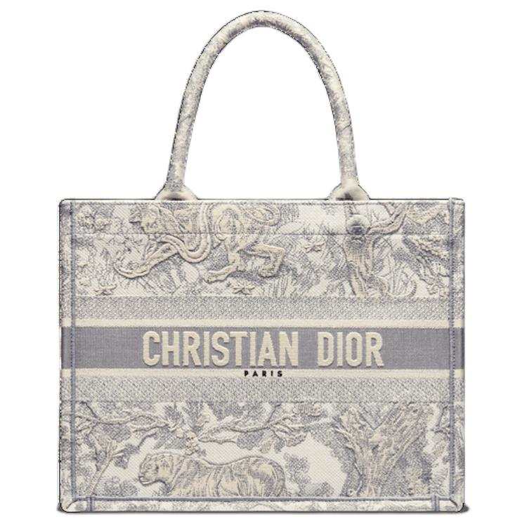 DIOR BookTote Cotton Tote Bag, Shopping Bag, Handbag Medium Women's Beige & Gray