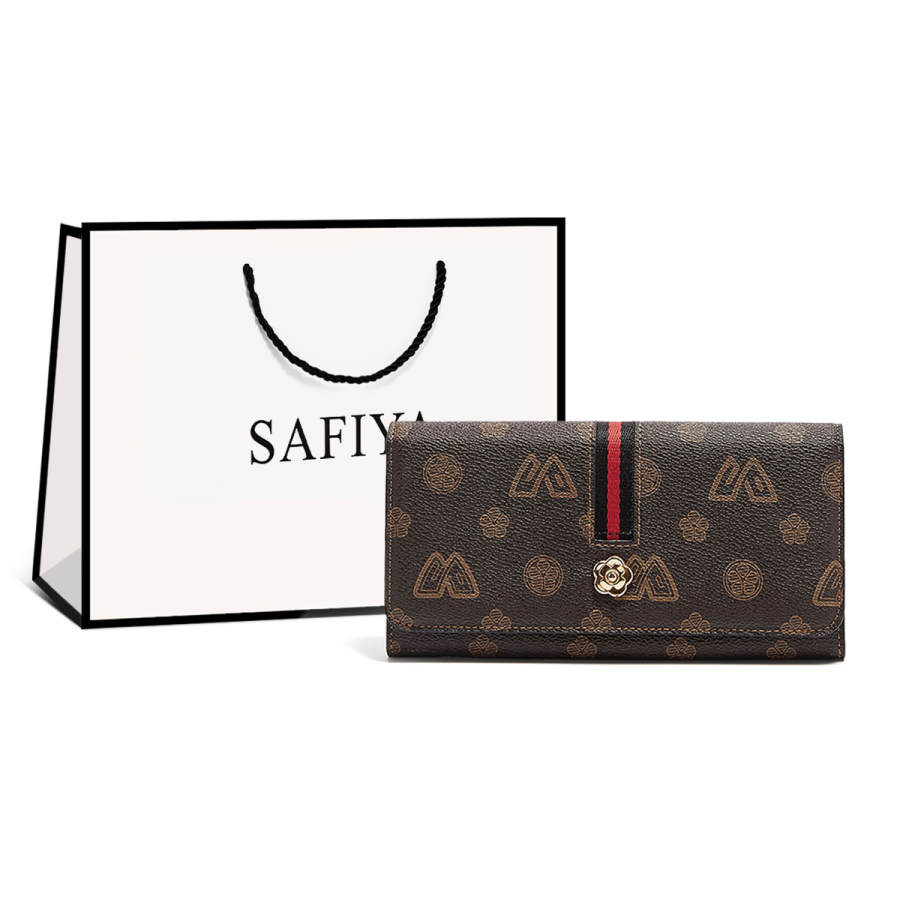 Safiya Synthetic Leather Card Holder, Document Bag, Coin Purse, Money Clip, Wallet Women's Coffee