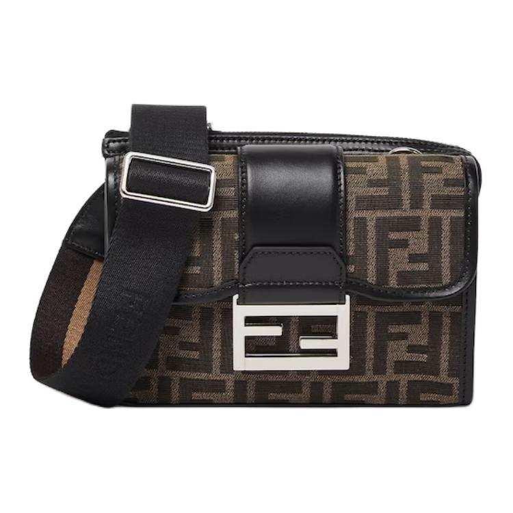 FENDI Baguette Polyester Crossbody Bag Men's Brown