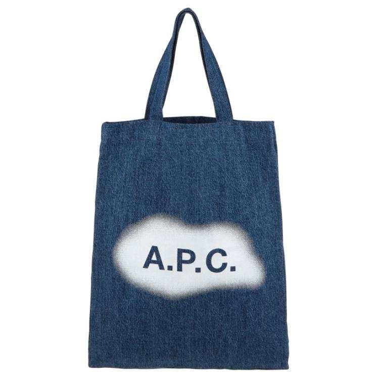 A.P.C A.P.C . Logo Printed Denim Top Handle Bag
