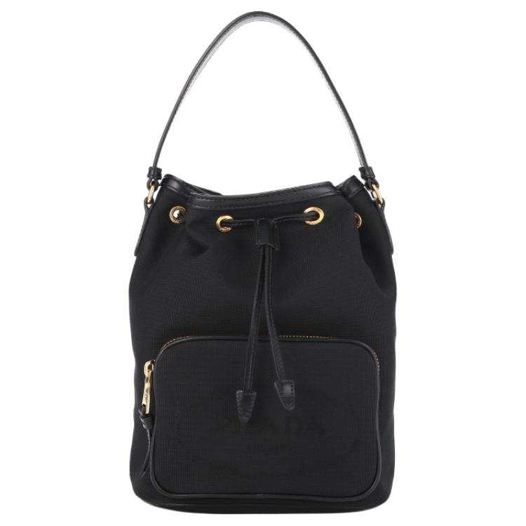 PRADA Fabric Bucket Bag, Shoulder Bag, Crossbody Bag, Handbag Women's Black