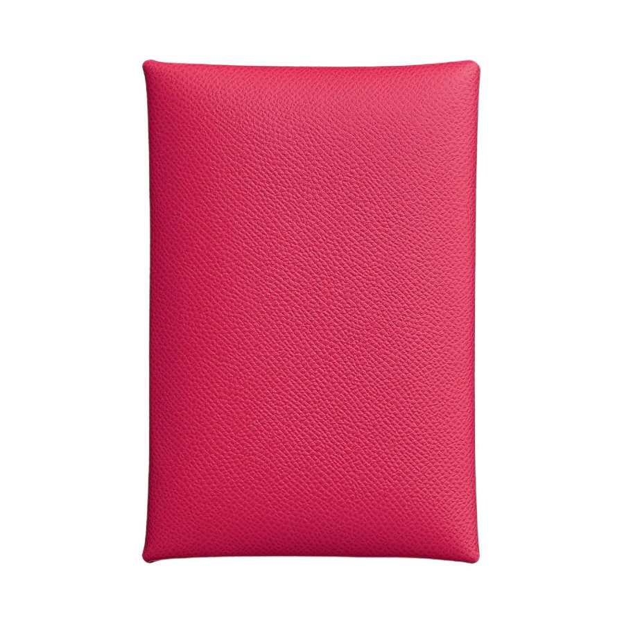 HERMES Calvi Madame Calfskin Card Holder Women's I6 Rose Extreme Pink