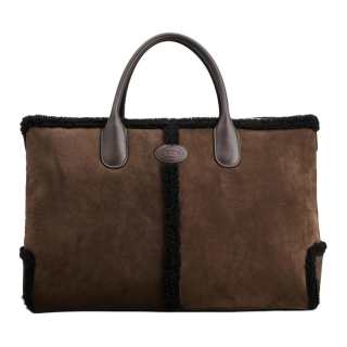TOD'S DI Nubuck Leather Handbag Large Men's Brown