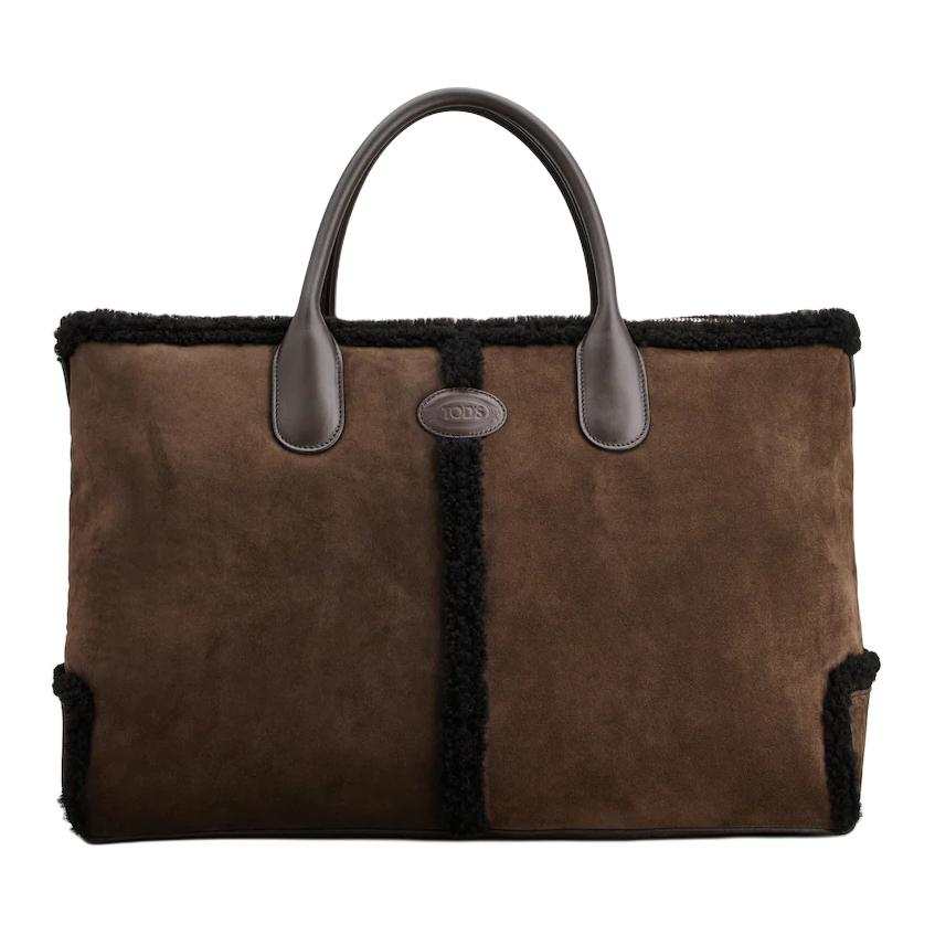 TOD'S DI Nubuck Leather Handbag Large Men's Brown