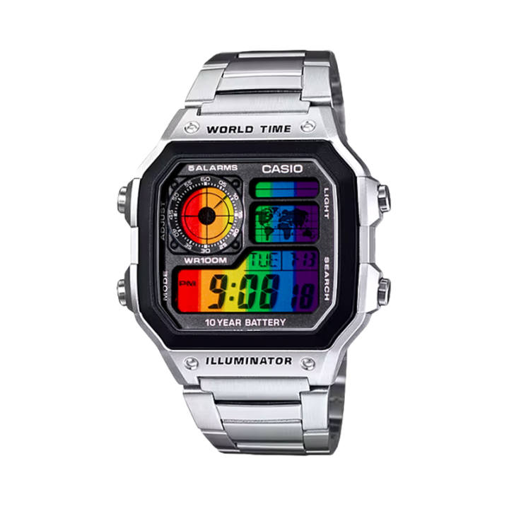 CASIO CASIO Custom Collection Electronic Movement Metal Strap Watch Unisex Multicolor Watch Dial
