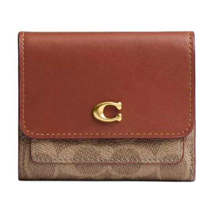 COACH Artificial Leather With Cow Leather Wallet Regular Women's Tan Caramel