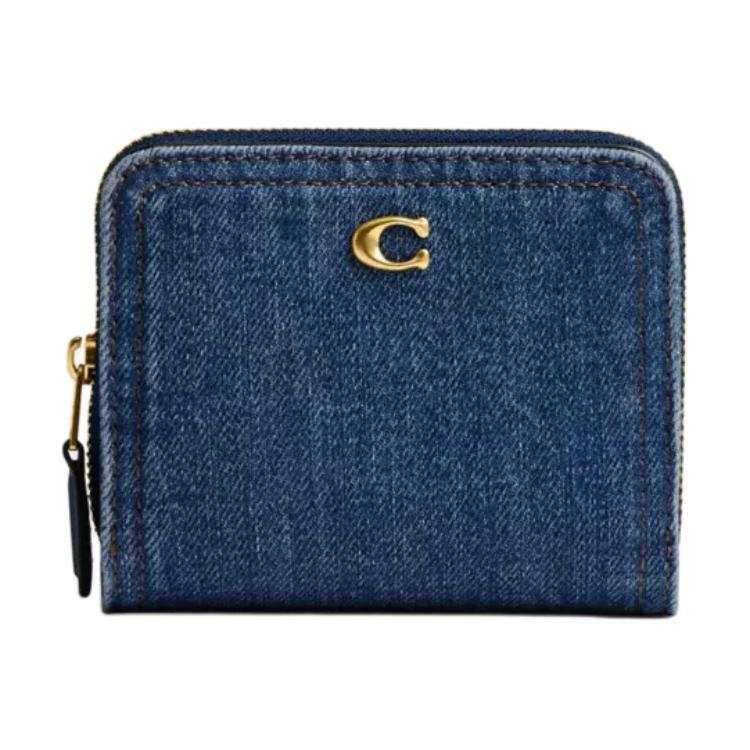 COACH Essential Denim With Calfskin Wallet Women's Blue