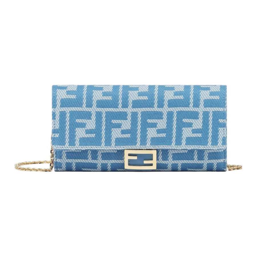 FENDI Jacquard Wallet, Handheld Crossbody Bag, Shoulder Bag Regular Women's Blue
