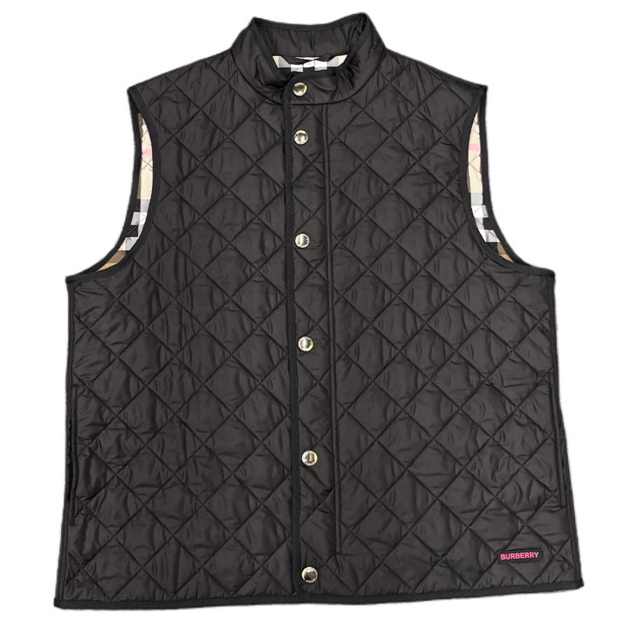 Burberry Vests Men's Black Stand Collar Moderate Straight Fit