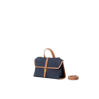 Songmont Fabric Messenger Briefcase, Shoulder Bag, Crossbody Bag, Handbag Women's Blue Dyed Color